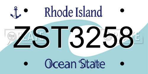 ZST3258 Rhode Island License Plate