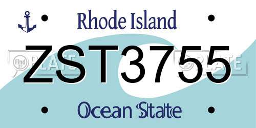 ZST3755 Rhode Island License Plate