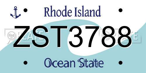 ZST3788 Rhode Island License Plate