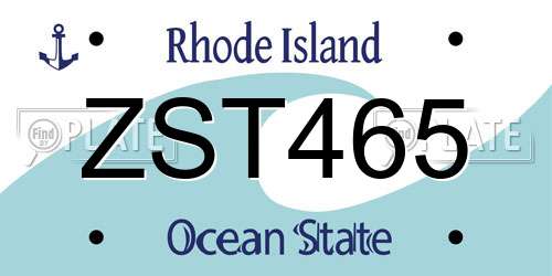 ZST465 Rhode Island License Plate