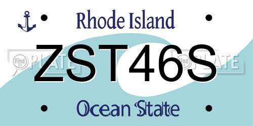 ZST46S Rhode Island License Plate
