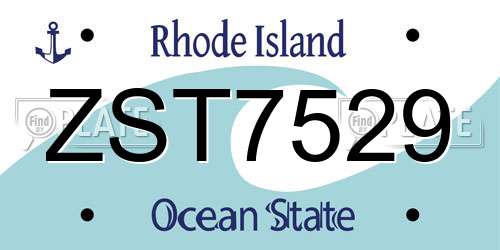 ZST7529 Rhode Island License Plate