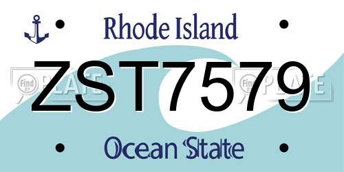 ZST7579 Rhode Island License Plate