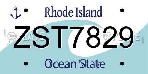 ZST7829 Rhode Island License Plate