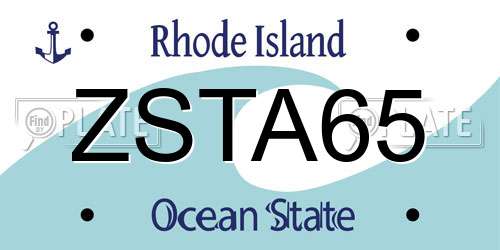 ZSTA65 Rhode Island License Plate