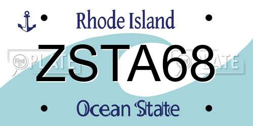 ZSTA68 Rhode Island License Plate