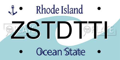 ZSTDTTI Rhode Island License Plate