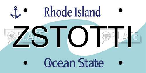 ZSTOTTI Rhode Island License Plate