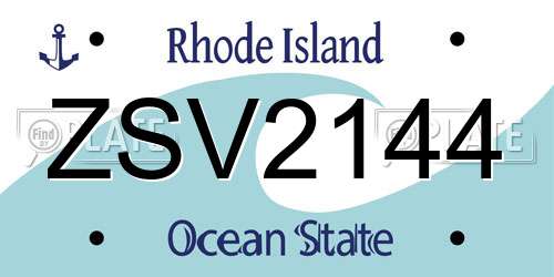 ZSV2144 Rhode Island License Plate