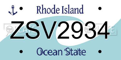 ZSV2934 Rhode Island License Plate
