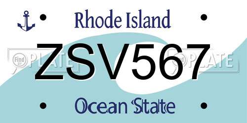 ZSV567 Rhode Island License Plate