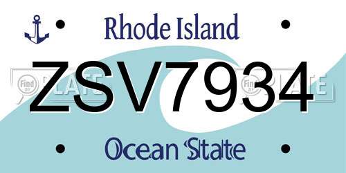 ZSV7934 Rhode Island License Plate