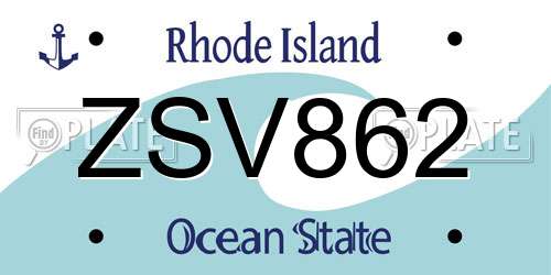 ZSV862 Rhode Island License Plate