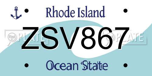 ZSV867 Rhode Island License Plate