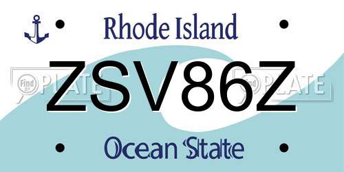 ZSV86Z Rhode Island License Plate