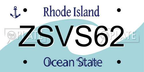 ZSVS62 Rhode Island License Plate