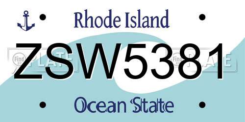 ZSW5381 Rhode Island License Plate