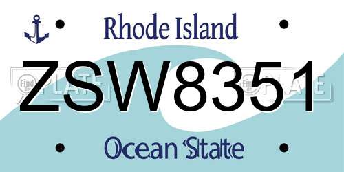 ZSW8351 Rhode Island License Plate