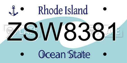 ZSW8381 Rhode Island License Plate