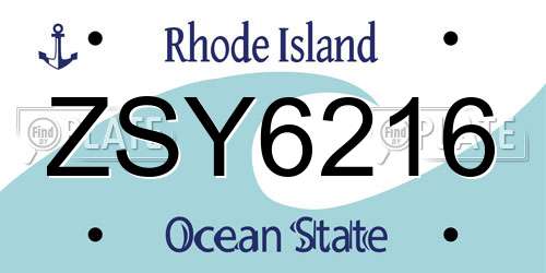 ZSY6216 Rhode Island License Plate