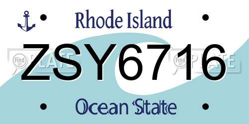 ZSY6716 Rhode Island License Plate