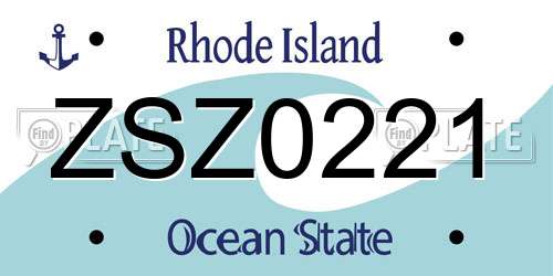 ZSZ0221 Rhode Island License Plate