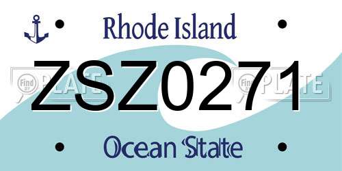 ZSZ0271 Rhode Island License Plate