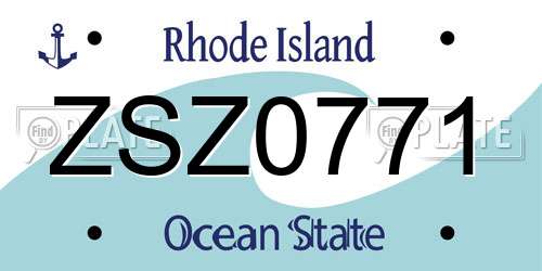 ZSZ0771 Rhode Island License Plate