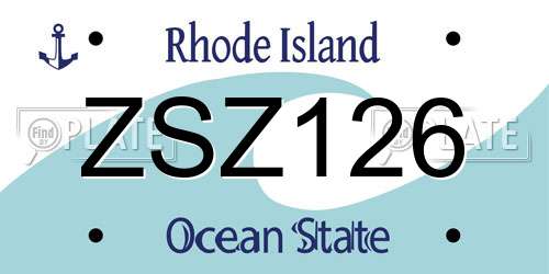 ZSZ126 Rhode Island License Plate