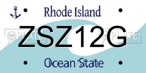 ZSZ12G Rhode Island License Plate