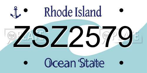 ZSZ2579 Rhode Island License Plate