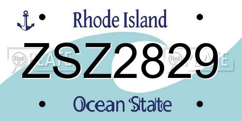 ZSZ2829 Rhode Island License Plate