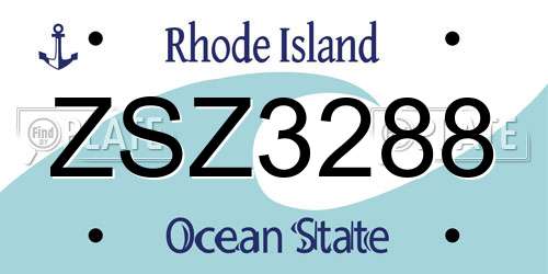 ZSZ3288 Rhode Island License Plate