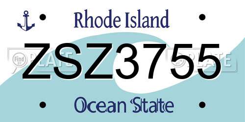 ZSZ3755 Rhode Island License Plate