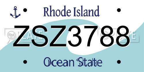 ZSZ3788 Rhode Island License Plate