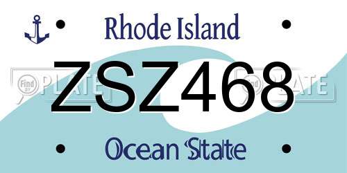 ZSZ468 Rhode Island License Plate