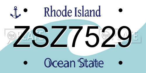 ZSZ7529 Rhode Island License Plate
