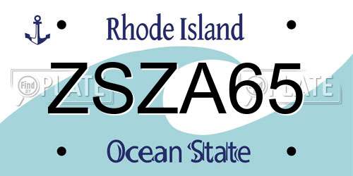 ZSZA65 Rhode Island License Plate