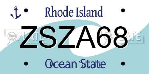 ZSZA68 Rhode Island License Plate