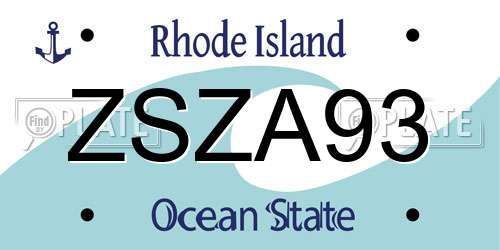 ZSZA93 Rhode Island License Plate
