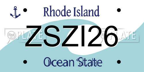 ZSZI26 Rhode Island License Plate