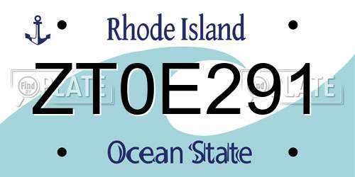 ZT0E291 Rhode Island License Plate