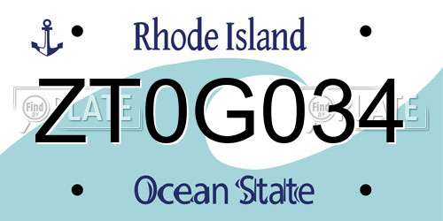 ZT0G034 Rhode Island License Plate