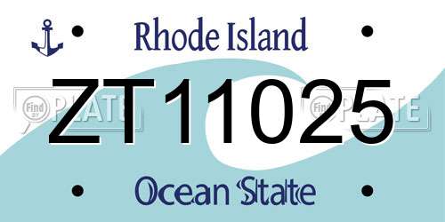 ZT11025 Rhode Island License Plate