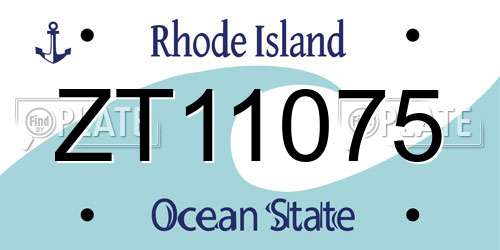 ZT11075 Rhode Island License Plate