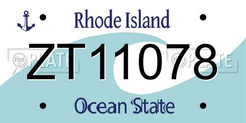 ZT11078 Rhode Island License Plate