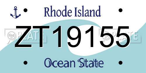 ZT19155 Rhode Island License Plate