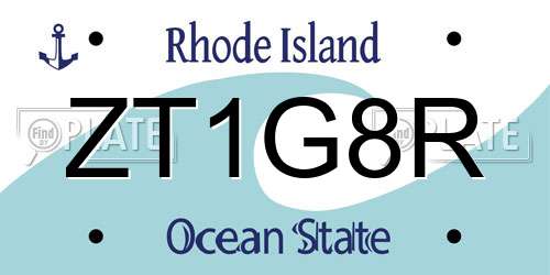 ZT1G8R Rhode Island License Plate