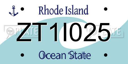 ZT1I025 Rhode Island License Plate