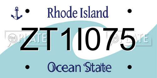 ZT1I075 Rhode Island License Plate